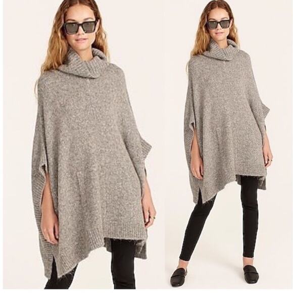J. Crew Sweaters - J.Crew Relaxed Grey Turtleneck Poncho